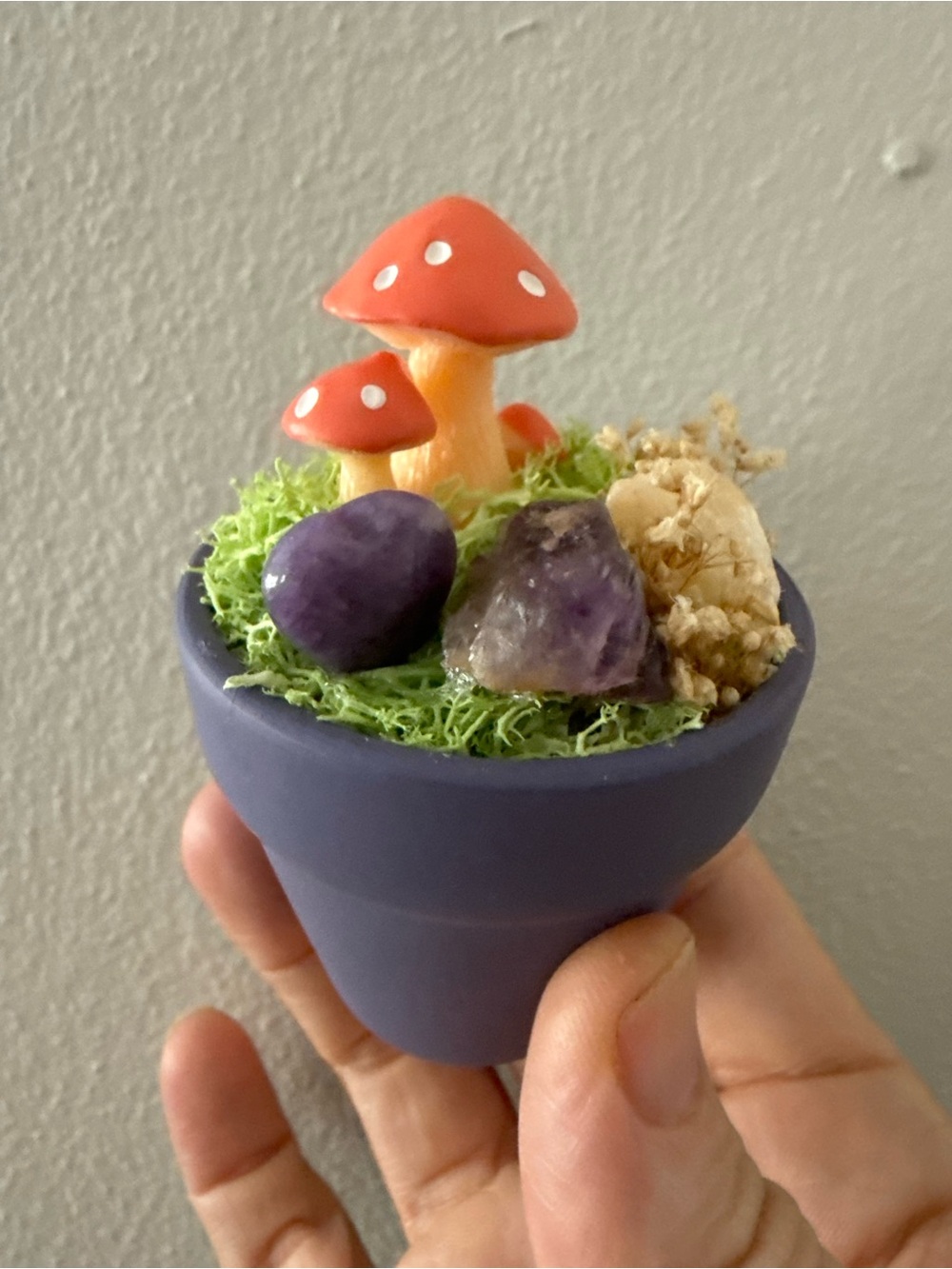 Citrine and amethyst flower pot